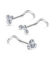 3 Silver Nose Stud Sets NSK-SET-1109